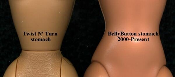 Талия Барби заметно увеличилась, по сравнению с первыми версиями куклы
