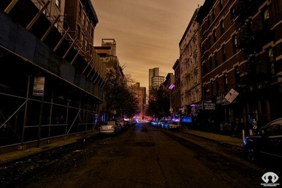 Ночные огни Нью-Йорка после урагана «Сэнди»